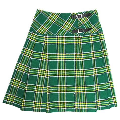 green tartan plaid skirt